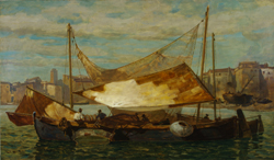 Ludwig Dill, Fischerboot von Chioggia, um1880, Öl/Leinwand