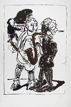 Markus Lüpertz Saxophonspieler,Farbserigrafie,Papier 1998