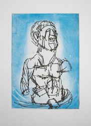 Markus Lüpertz,Odysseus,Radierung blau,2013,Papier,Luepertz,Grafik,Druckgrafik