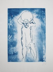 Markus Lüpertz,Atlas,Radierung blau,2014,Papier,Luepertz,Grafik,Druckgrafik