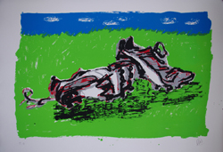 Markus Lüpertz,Fussball,Fußball,Halbzeit,Serigrafie,Papier,Luepertz,